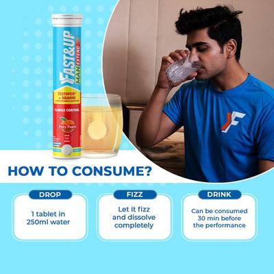 Fast&Up Man Extend Effervescent Tablet - Fizzy Peach Flavour 20's - Sexual Care