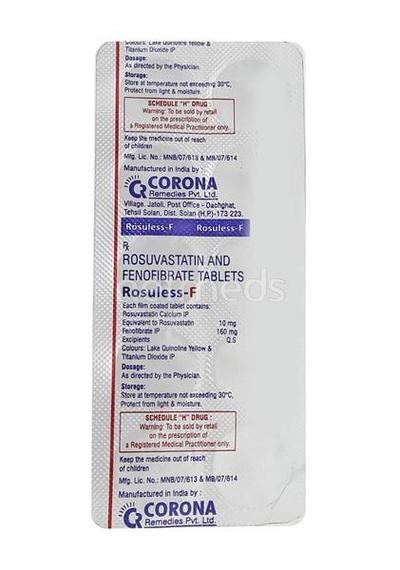 Rosuless F Tablet 10'S - High Cholesterol-Dys