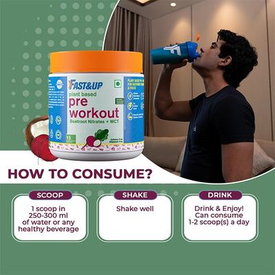 Fast&Up Plant Based Pre-Workout Powder - Unflavoured 150 gm - Workout Essentials