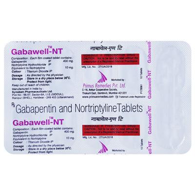 Gabawell NT 400/10mg Tablet 10'S - Neuropathic Pain-Dru