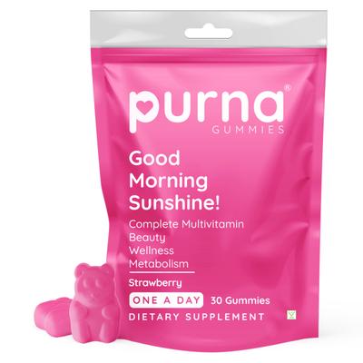Purna Gummies Immunity Multivitamin Strawberry Gummies for Adults, Vitamins A, C, D, E, B12 30's - Women Health