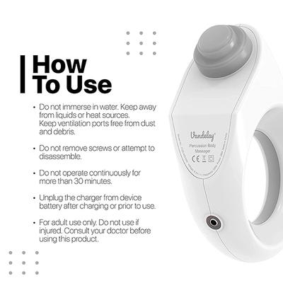 Vandelay Deep Tissue Gun Wireless Massager - White - Massagers