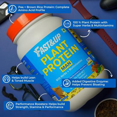 Fast&Up Plant Protein Powder for Men - Chocolate Flavour 1000 gm - Sexual Care