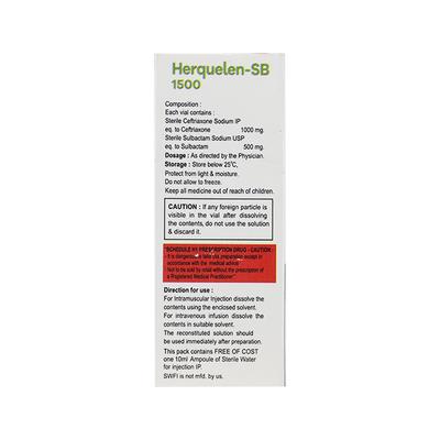 HERQUELEN SB 1500 Injection 1's - Bacterial Infections-Cep