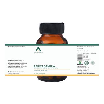Age Ayurveda Ashwagandha Veg. Capsule (Pack of 3 x 60's) - Ashwagandha