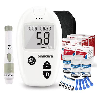 Sinocare Safe Accu Blood Sugar Monitor Test Kit (Test Strips 100's + Lancets 100's) 1's - Blood Glucose Monitors/Strips