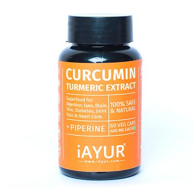 iAYUR Curcumin Turmeric Extract with Piperine 400 mg Veg Capsule 60's - Herbal Dietary Supplement