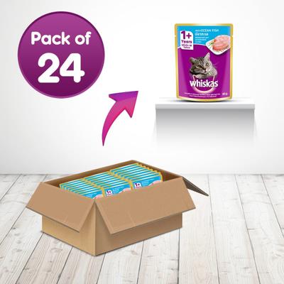 Whiskas Adult Ocean Fish Flavor (Pack of 24 X 80 gm) - Petfood