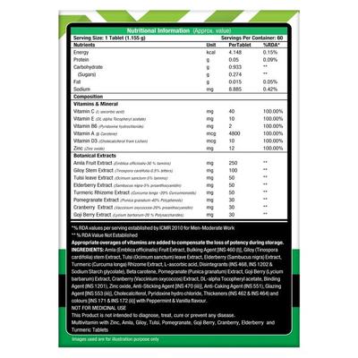 MuscleXP Immune Multi Greens & Fruits Daily Vital Tablet 60's - Multi-Vitamins
