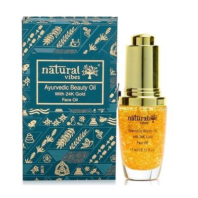 Natural Vibes Ayurvedic Beauty Oil with 24K Gold Flakes 15 ml - Face Creams