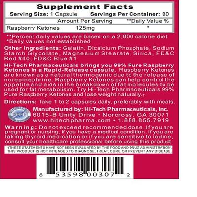 GNC Raspberry Ketones 125 mg Capsules 90's - Workout Essentials