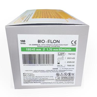 Bio-Flon I.V. Cannula with Needle 18G 100's - Surgical Instruments
