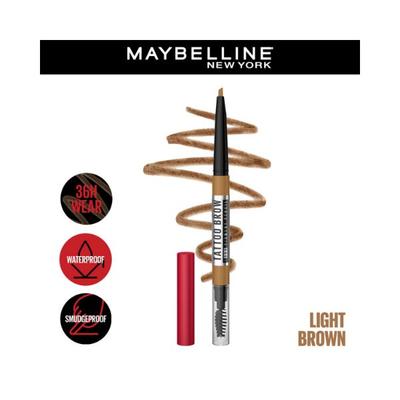 Maybelline New York Tattoo Brow 36 Hr Brow Pencil Light Brown Waterproof Eyebrow Pencil with Precision Tip 0.25 gm - Eyebrow Pencils & Enhancers