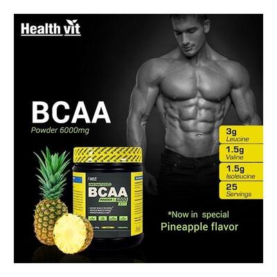 HealthVit Fitness BCAA Powder - Pineapple Flavour 200 gm - Bcaa Supplements