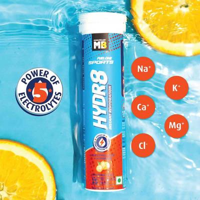 MuscleBlaze Fuel One Sports Hydr8 Effervescent Tablet - Zesty Orange 15's - Workout Essentials