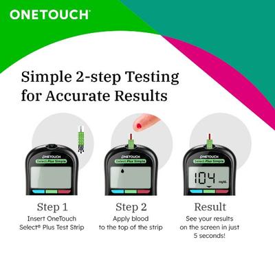 OneTouch Select Plus Simple Blood Glucose Monitoring System (Free 10 Test Strips + Lancing Device + 10 Lancets) - Blood Glucose Monitors/Strips