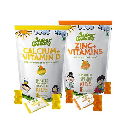 Super Gummy Combo Pack Gummies - Calcium + Vitamin D & Zinc + Vitamins 30's - Multi-Vitamins