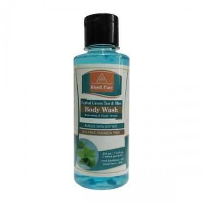 Khadi Pure Herbal SLS Paraben Free Body Wash - Green Tea & Mint 210 ml - Shower Gels & Body Wash