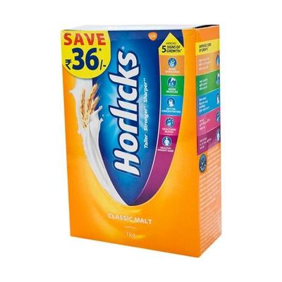 Horlicks Nutritional drink Powder Classic Malt 1 kg (Refill Pack) - Daily Health Drinks