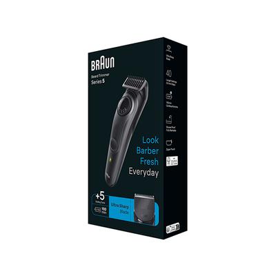 Braun Beard Trimmer 5, BT5420, Beard Trimmer for Men from Gillette, Style, Edge, Detail, Lifetime Sharp Blades Space Grey 416 gm - Grooming Kits