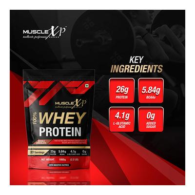 MuscleXP Raw Whey Protein Concentrate 80% Powder - Unflavored 1 kg + Shaker 1's - Whey Proteins