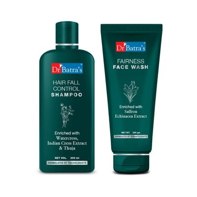 Dr Batra's Hair Fall Control Shampoo 200 ml + Fairness Face Wash 200 gm - Personal Care (Ayush)