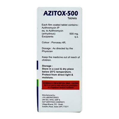 AZITOX 500mg Tablet 3's - Bacterial Infections-Mac