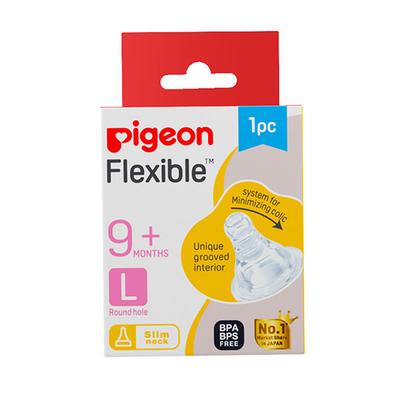 Pigeon Flexible Slim Neck Round Hole 9+ Months Peristaltic Nipple (L) 1's - Feeding & Nursing