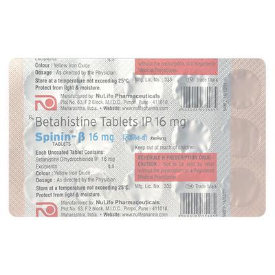 SPININ B 16 Tablet 15's - Vertigo-Ant