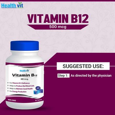 HealthVit Vitamin B12 500 mcg Tablets 60's - Multi-Vitamins