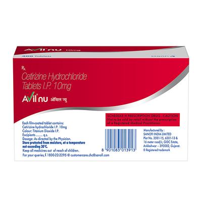 Avil NU 10mg Tablet 10'S - Allergies-Ant