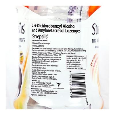 Strepsils Sore Throat Lozenges - Orange (100's + 10's Free) - Sore Throat Lozenges