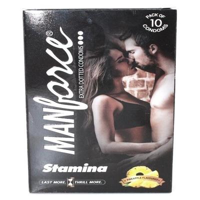 Manforce Stamina Extra Dotted Condoms - Pineapple Flvoured 10's - Plain/Flavoured Condoms