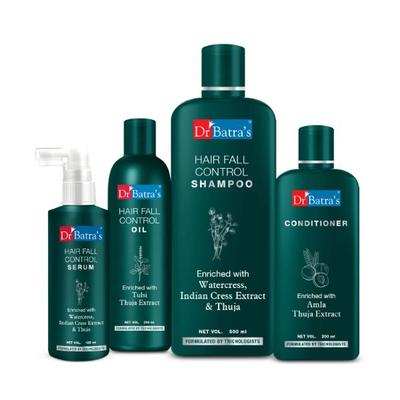 Dr Batra's Hair Fall Control Shampoo 500 ml + Hair Fall Control Oil 200 ml + Conditioner 200 ml + Hair Fall Control Serum 125 ml - Hair Treatment
