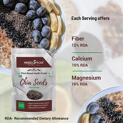 Medo Specia Raw Unroasted Chia Seeds 350 gm - Nutritional Bars