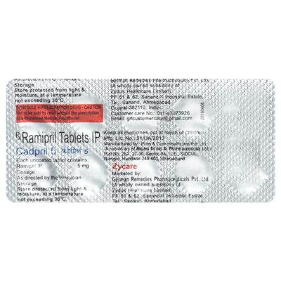 Cadpril 5mg Tablet 10'S - Hypertension-ACE