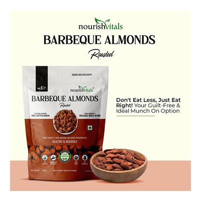 NourishVitals Barbeque Roasted Almonds Seeds 200 gm - Nutritional Bars