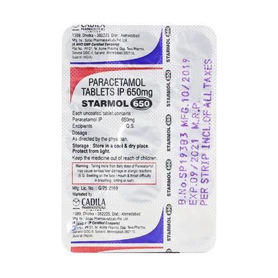 STARMOL 650 Tablet 15's - Fever-Non