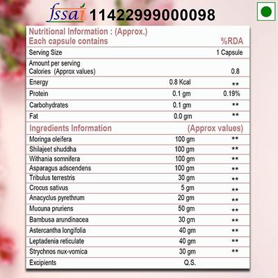 Health Veda Extreme Happiness 500 mg Veg Capsule for Women 60's - Herbal Dietary Supplement