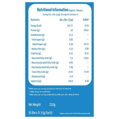 MuscleBlaze Protein Bar - Cookies & Cream (Pack of 6 x 35 gm) - Nutritional Bars