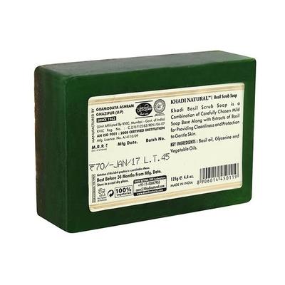 Khadi Natural Herbal Soap - Basil Scrub 125 gm - Soaps