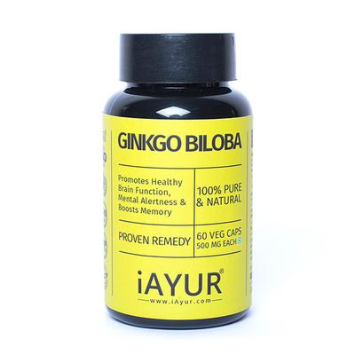 iAYUR Ginkgo Biloba 500 mg Veg Capsule 60's - Herbal Dietary Supplement