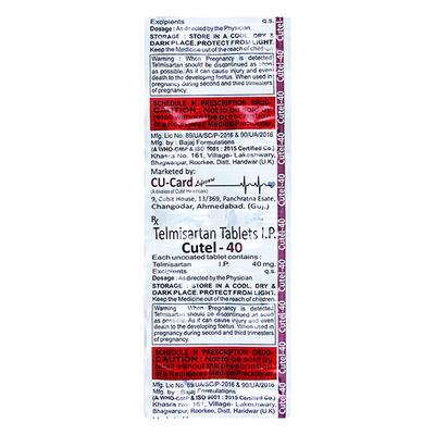 CUTEL 40 Tablet 10's - Hypertension-Ang