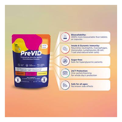 Previd Sugar Free Immunity Booster Shot - Assorted Flavour (Pack of 30 x 8 gm) - Multi-Vitamins