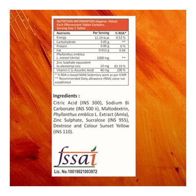 Fitzzi Amla Extract Vitamin-C & Zinc Effervescent Tablet 20's - Vitamin C