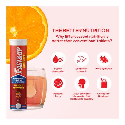 Fast&Up Activate Pre Workout Tablet - Orange Flavor (Pack of 3 x 10's) - Calcium And Minerals