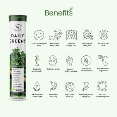 Wellbeing Nutrition Daily Greens Effervescent Tablet 15's - Vital Health