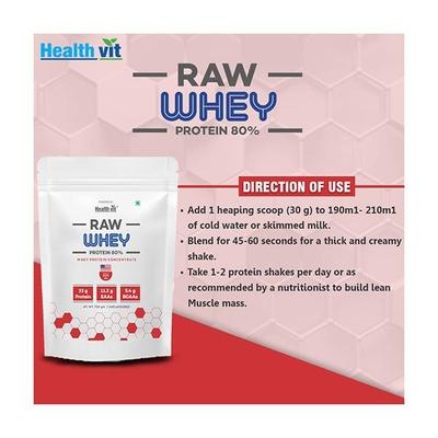 Healthvit Raw Whey Protein Concentrate - Unflavoured 750 gm - Whey Proteins