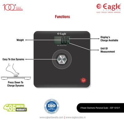 Eagle Digital Weighing Scale Battery Free (EEP-1010F) - Black - Health Monitors And Equipment