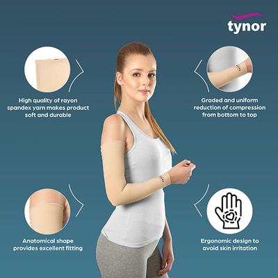 Tynor Compression Garment Arm Sleeve - Normal (S) (I 74) - Abdomen/Neck/Arm/Elbow Supports